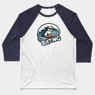 cat surfing ocean wave Baseball T-Shirt